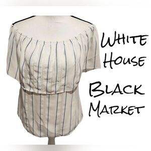 𝅺white House Black Market blouse white striped womens size small New With Tags